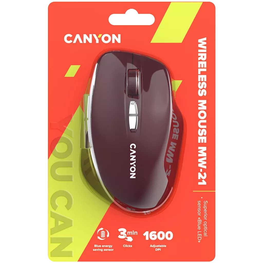 CANYON Bežični Miš CNS-CMSW21BR Burgundy Red/Crvena