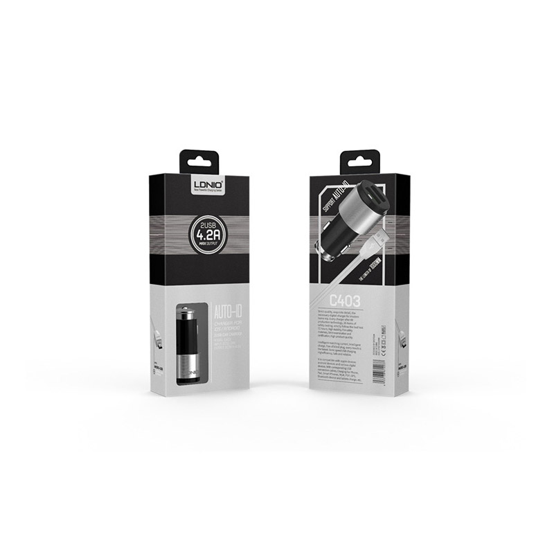 LDNIO Auto punjač C403 4.2A USB micro Gray/Srebrni
