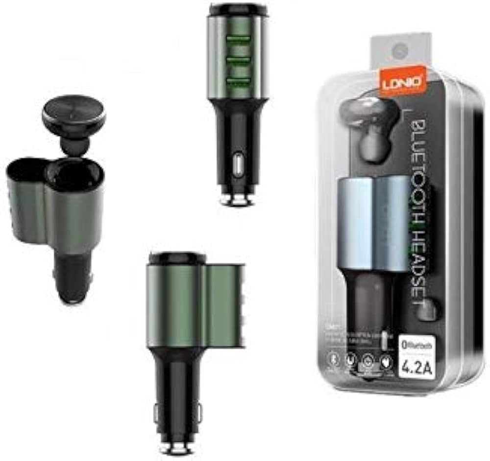 LDNIO Set 2u1 Auto punjač CM21 3xUSB sa bluetooth slušalicom 