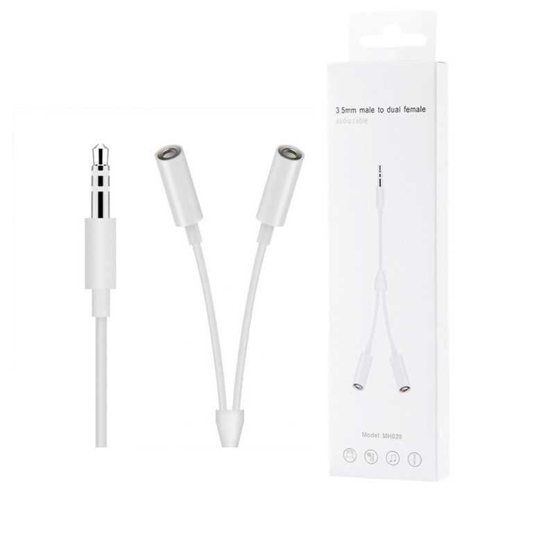 Adapter Aux 3.5mm na 2x 3.5mm MH028 White/Beli